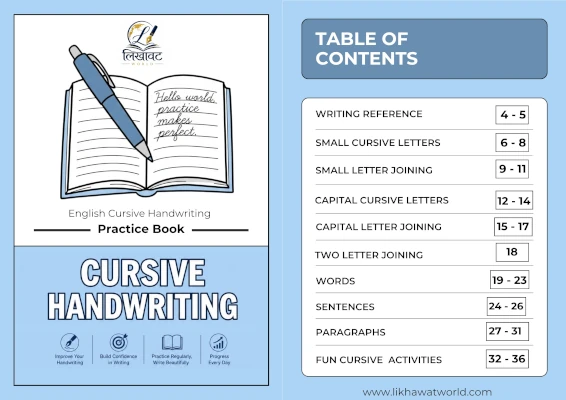 Cursive handwriting practice book